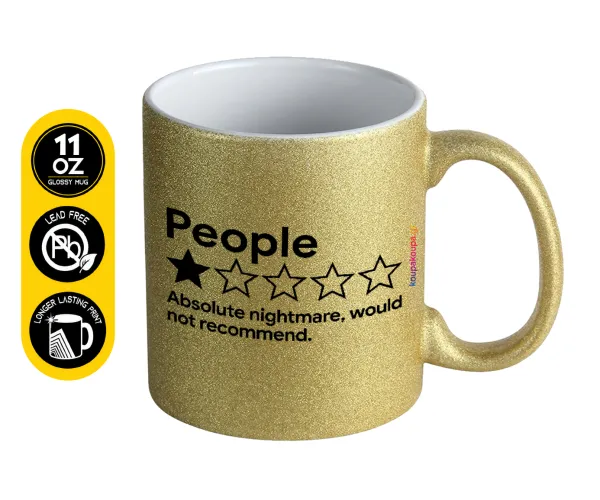 People One Star Rating Would Not Recommend — Κούπα Χρυσή Glitter που γυαλίζει, κεραμική, 330ml