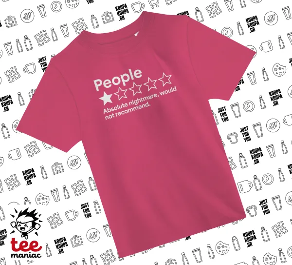 People One Star Rating Would Not Recommend — ΡΟΖ παιδικό T-Shirt από 100% βαμβάκι, για κάθε μέρα. Vegan & OEKO-TEX πιστοποιημένο.