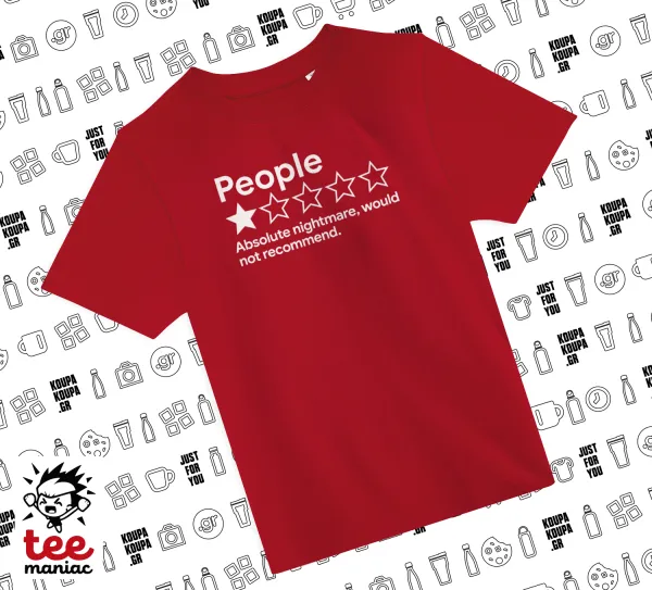 People One Star Rating Would Not Recommend — RED childrens T-Shirt made of 100% cotton, for every day. Vegan & OEKO-TEX certified.