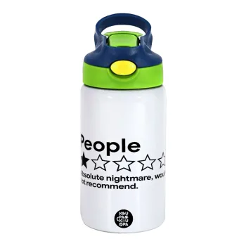People One Star Rating Would Not Recommend, Παιδικό παγούρι θερμό, ανοξείδωτο, με καλαμάκι ασφαλείας, πράσινο/μπλε (350ml)
