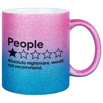People One Star Rating Would Not Recommend, Κούπα Χρυσή/Μπλε Glitter, κεραμική, 330ml