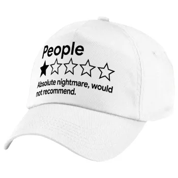 People One Star Rating Would Not Recommend, Πεντάφυλλο καπέλο Λευκό, 100% Βαμβακερό (Twill), με ρύθμιση, unisex