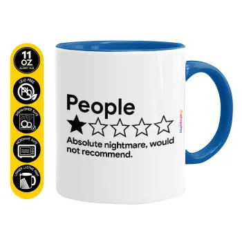 People One Star Rating Would Not Recommend, Mug colored blue, ceramic, 330ml