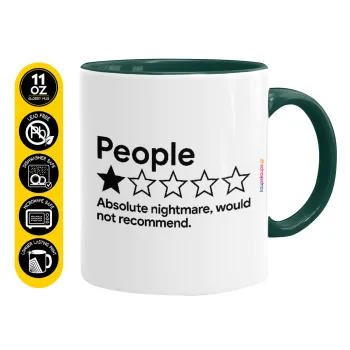 People One Star Rating Would Not Recommend, Mug colored green, ceramic, 330ml