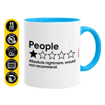 People One Star Rating Would Not Recommend, Mug colored light blue, ceramic, 330ml