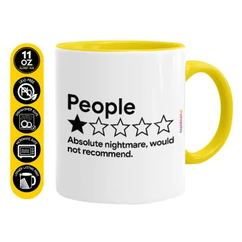 People One Star Rating Would Not Recommend, Mug colored yellow, ceramic, 330ml