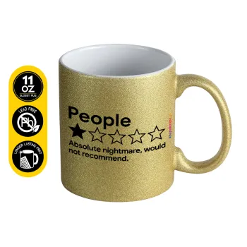 People One Star Rating Would Not Recommend, Κούπα Χρυσή Glitter που γυαλίζει, κεραμική, 330ml