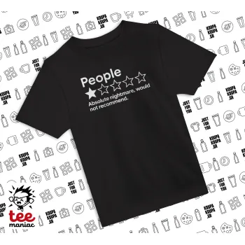 People One Star Rating Would Not Recommend, ΜΑΥΡΟ Άνετο παιδικό T-Shirt από 100% βαμβάκι, για κάθε μέρα. Vegan & OEKO-TEX πιστοποιημένο.