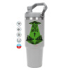 ΓΚΡΙ Travel Tumbler Θερμός με χερούλι και καλαμάκι 890ml