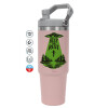 ΡΟΖ Travel Tumbler Θερμός με χερούλι και καλαμάκι 890ml