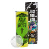 Neon Yellow Travel Tumbler θερμό, μεταλλικό καλαμάκι(Ανωξείδωτο 304 Food grade, BPA free, 600ml)
