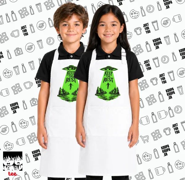 Keep the Rest — White kids' cooking apron with pockets