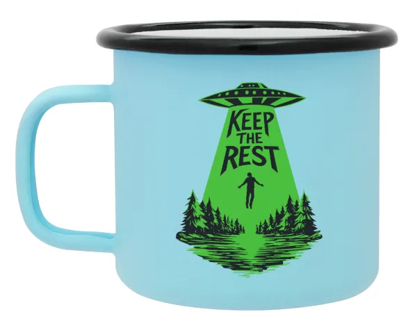 Keep the Rest — Metal enamel mug, matte light blue, 360ml