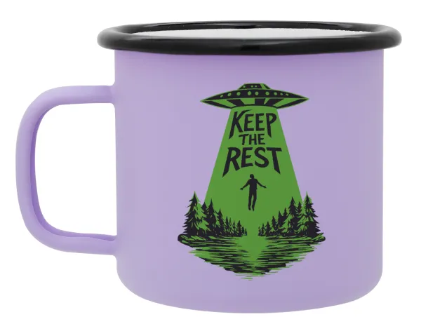 Keep the Rest — Metal enamel mug, matte light pastel purple, 360ml