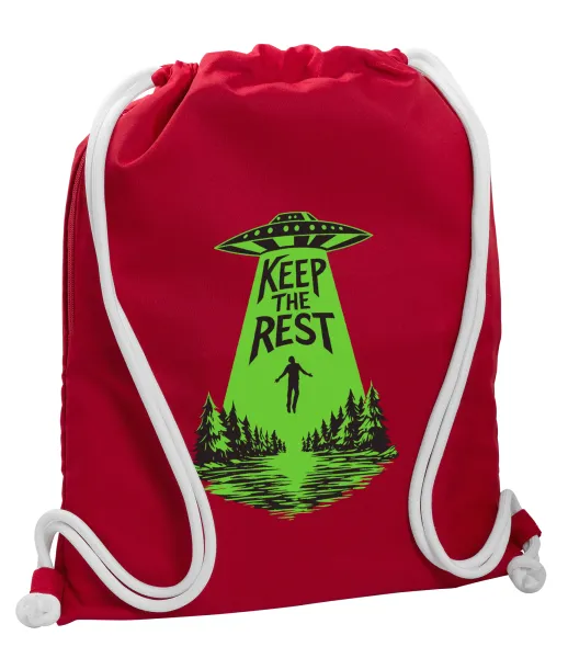 Keep the Rest — Τσάντα πλάτης πουγκί GYMBAG Κόκκινη, με τσέπη (40x48cm) & χονδρά κορδόνια