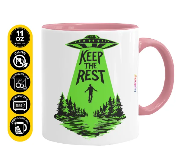 Keep the Rest — Κούπα χρωματιστή ροζ, κεραμική, 330ml