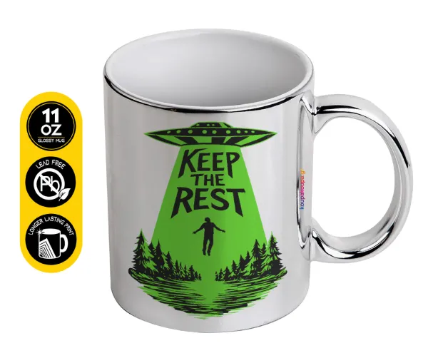 Keep the Rest — Κούπα κεραμική, ασημένια καθρέπτης, 330ml