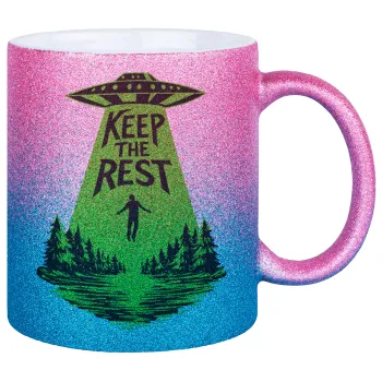 Keep the Rest, Κούπα Χρυσή/Μπλε Glitter, κεραμική, 330ml