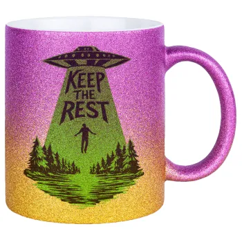 Keep the Rest, Κούπα Χρυσή/Ροζ Glitter, κεραμική, 330ml