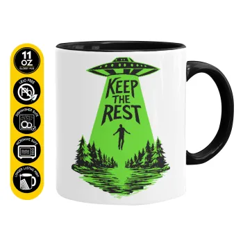 Keep the Rest, Κούπα χρωματιστή μαύρη, κεραμική, 330ml