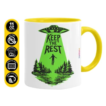 Keep the Rest, Κούπα χρωματιστή κίτρινη, κεραμική, 330ml