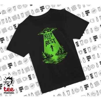 Keep the Rest, ΜΑΥΡΟ Άνετο παιδικό T-Shirt από 100% βαμβάκι, για κάθε μέρα. Vegan & OEKO-TEX πιστοποιημένο.