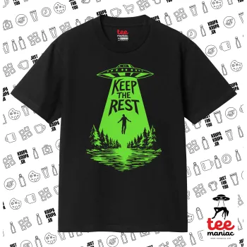 Keep the Rest, ΜΑΥΡΟ Κλασικό T-Shirt, διπλής ραφής, χωρίς πλευρικές ραφές από 100% βαμβάκι. Vegan & OEKO-TEX πιστοποιημένο.