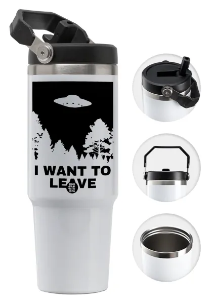 I Want to Leave UFO — Θερμός Ανοξείδωτο 30oz με χερούλι