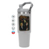 ΓΚΡΙ Travel Tumbler Θερμός με χερούλι και καλαμάκι 890ml