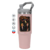 ΡΟΖ Travel Tumbler Θερμός με χερούλι και καλαμάκι 890ml