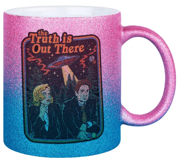 The truth is out there — Gold/blue glitter mug, ceramic, 330ml