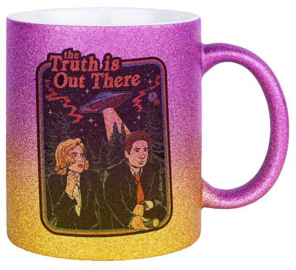 The truth is out there — Gold/pink glitter mug, ceramic, 330ml