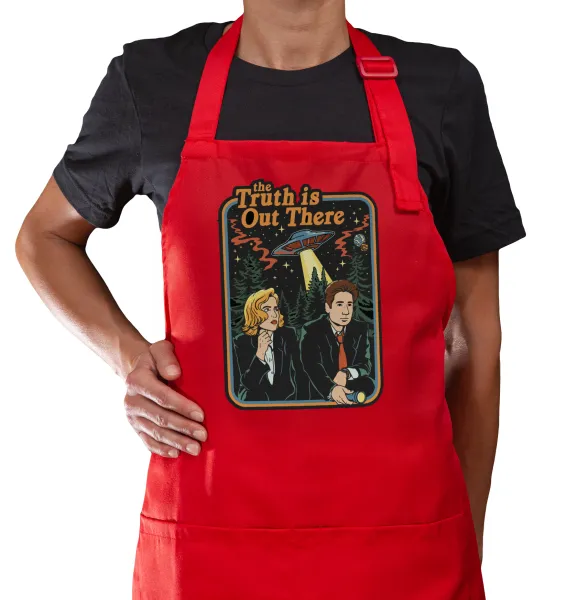 The truth is out there — Red cooking apron with pockets (adult)