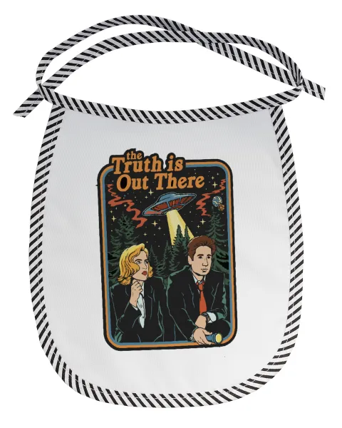 The truth is out there — Stain-resistant baby bib with tie, black