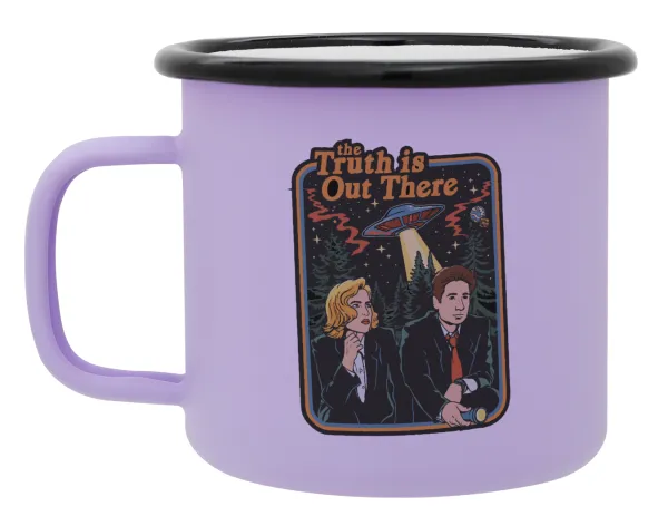 The truth is out there — Metal enamel mug, matte light pastel purple, 360ml
