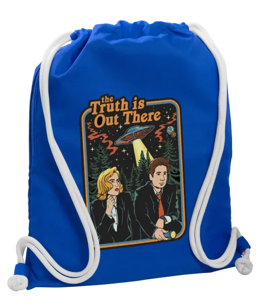 The truth is out there — Backpack pouch GYMBAG Blue, with pocket (40x48cm) & thick cords