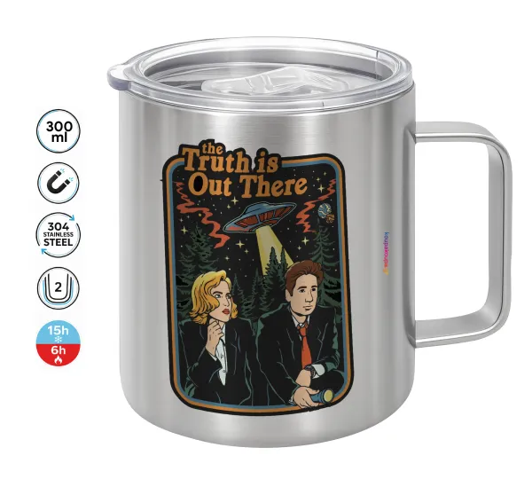 The truth is out there — Double-walled stainless steel mug 300ml with temperature-retaining lid