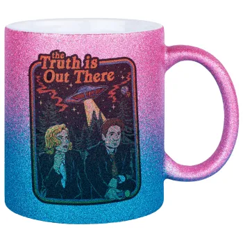 The truth is out there, Κούπα Χρυσή/Μπλε Glitter, κεραμική, 330ml