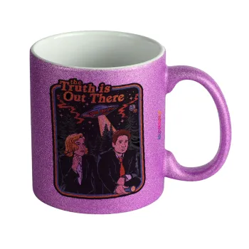 The truth is out there, Κούπα Μωβ Glitter που γυαλίζει, κεραμική, 330ml