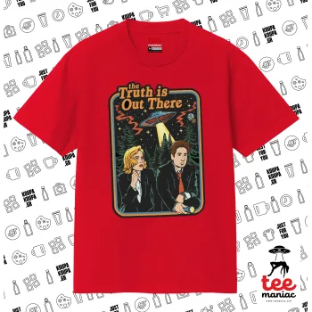 The truth is out there, ΚΟΚΚΙΝΟ Κλασικό T-Shirt, διπλής ραφής, χωρίς πλευρικές ραφές από 100% βαμβάκι. Vegan & OEKO-TEX πιστοποιημένο.