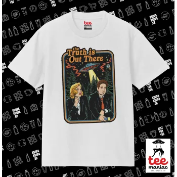 The truth is out there, ΛΕΥΚΟ Κλασικό T-Shirt, διπλής ραφής, χωρίς πλευρικές ραφές από 100% βαμβάκι. Vegan & OEKO-TEX πιστοποιημένο.