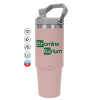 ΡΟΖ Travel Tumbler Θερμός με χερούλι και καλαμάκι 890ml