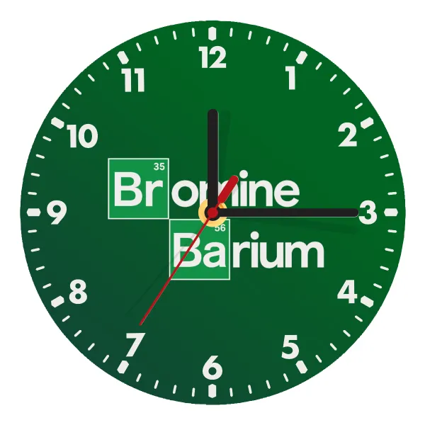 Breaking Bad Parody Bromine Barium — Ρολόι τοίχου ξύλινο (20cm)