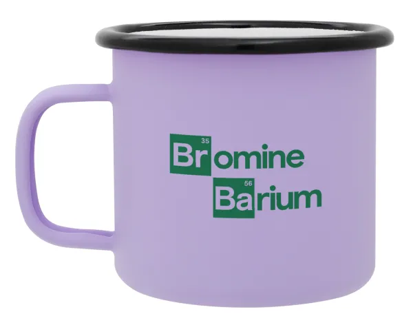 Breaking Bad Parody Bromine Barium — Metal enamel mug, matte light pastel purple, 360ml