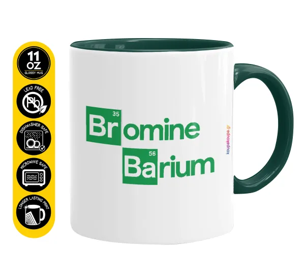 Breaking Bad Parody Bromine Barium — Mug colored green, ceramic, 330ml