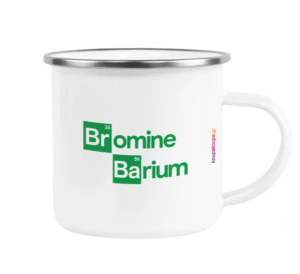 Breaking Bad Parody Bromine Barium — Metallic enamel cup white 360ml