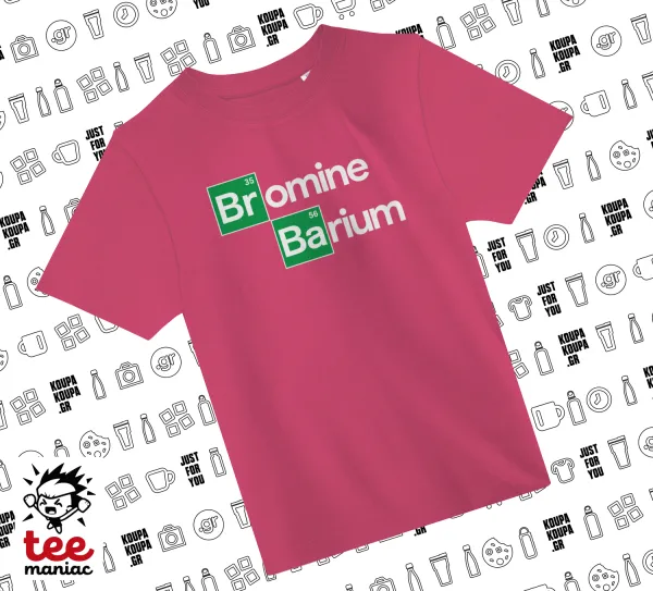 Breaking Bad Parody Bromine Barium — PINK childrens T-Shirt made of 100% cotton, for every day. Vegan & OEKO-TEX certified.