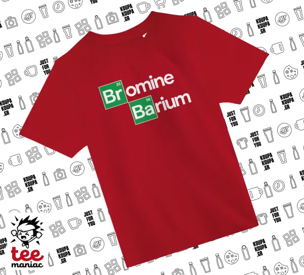 Breaking Bad Parody Bromine Barium — RED childrens T-Shirt made of 100% cotton, for every day. Vegan & OEKO-TEX certified.