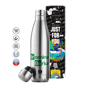 Breaking Bad Parody Bromine Barium, Μεταλλικό παγούρι θερμός Inox (Stainless steel), διπλού τοιχώματος, 500ml