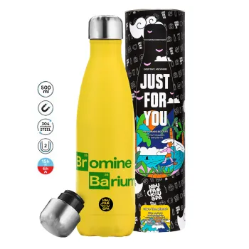 Breaking Bad Parody Bromine Barium, Μεταλλικό παγούρι θερμός Κίτρινος (Stainless steel), διπλού τοιχώματος, 500ml